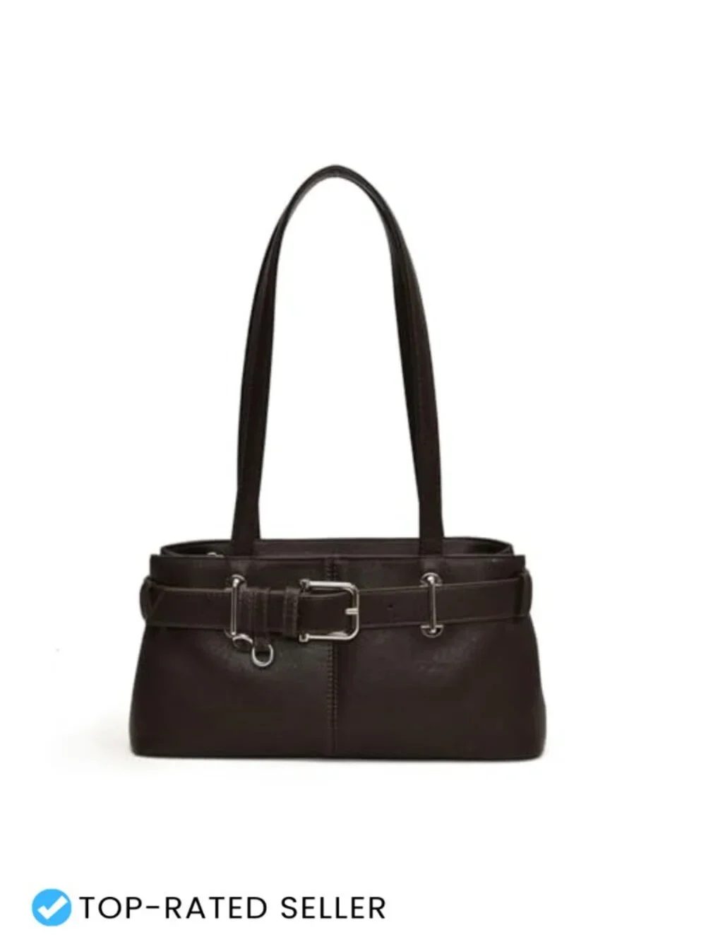Vintage Y2K Hobo Bag Women PU Leather Belt Buckle Underarm Satchel Shoulder
